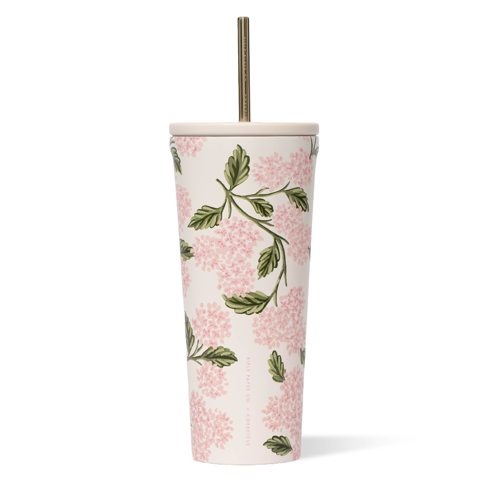 Rifle Paper Co. Cold Cup - Soft Easy Carry - 24oz / Pink Hydrangea